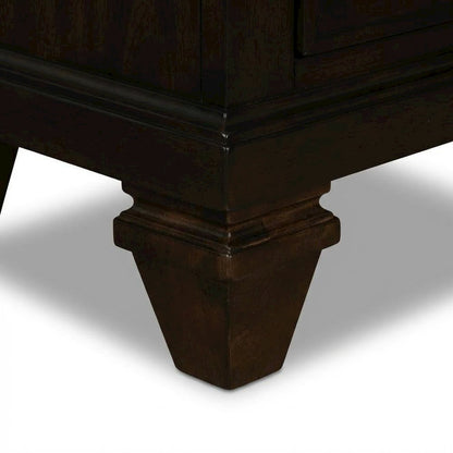 Walnut Solid Wood Nightstand with Two Drawers for Bedroom Storage