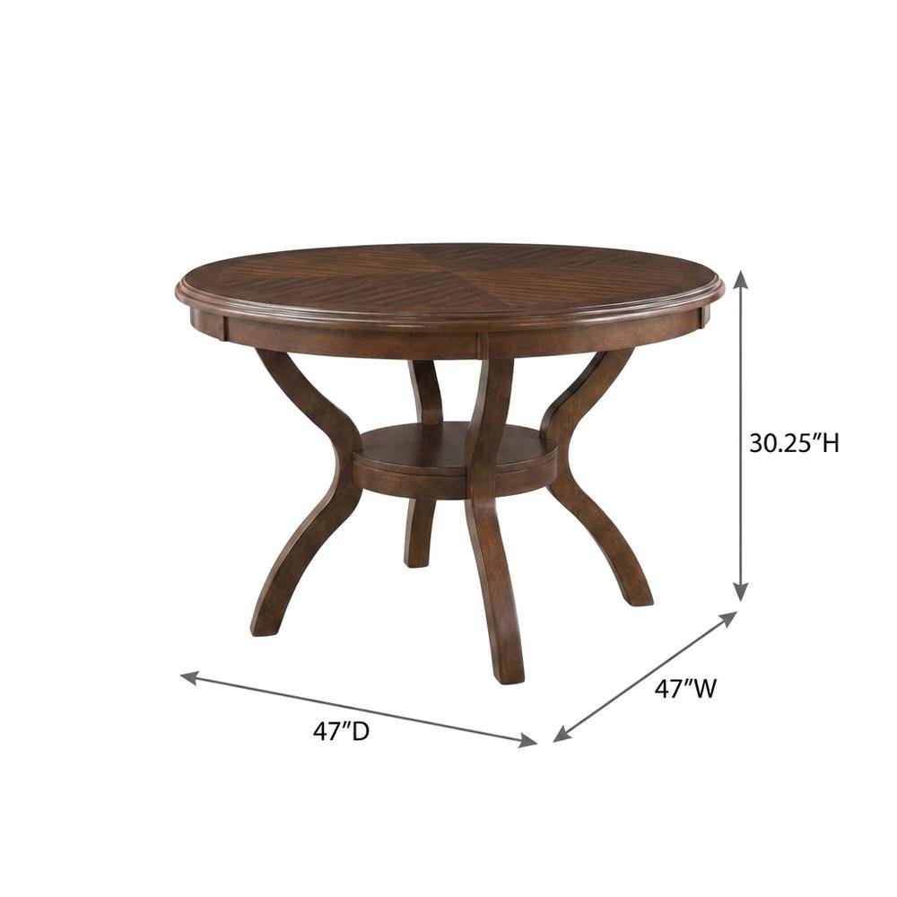 Round Dining Table Set for 4 – Cherry Wood Kitchen Table with Chairs