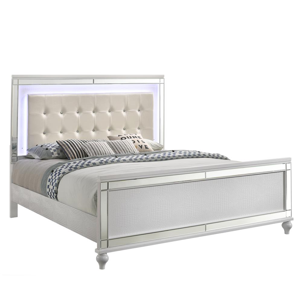 Furniture Valentine 6-Piece Solid Wood King Bedroom Set in White