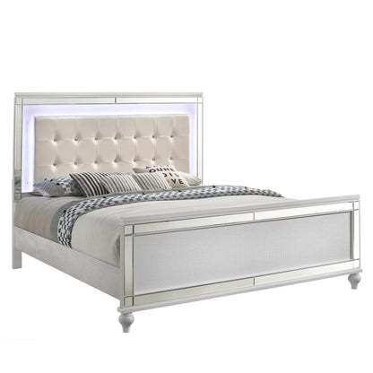Furniture Valentine 6-Piece Solid Wood King Bedroom Set in White