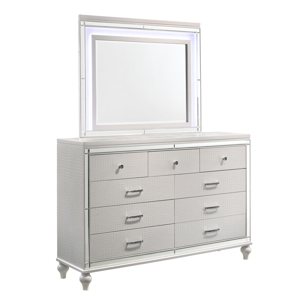 Furniture Valentine 6-Piece Solid Wood King Bedroom Set in White