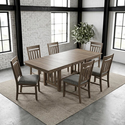 Solid Wood Dining Table with Leaf and Chairs for Dining Room Set, Brown