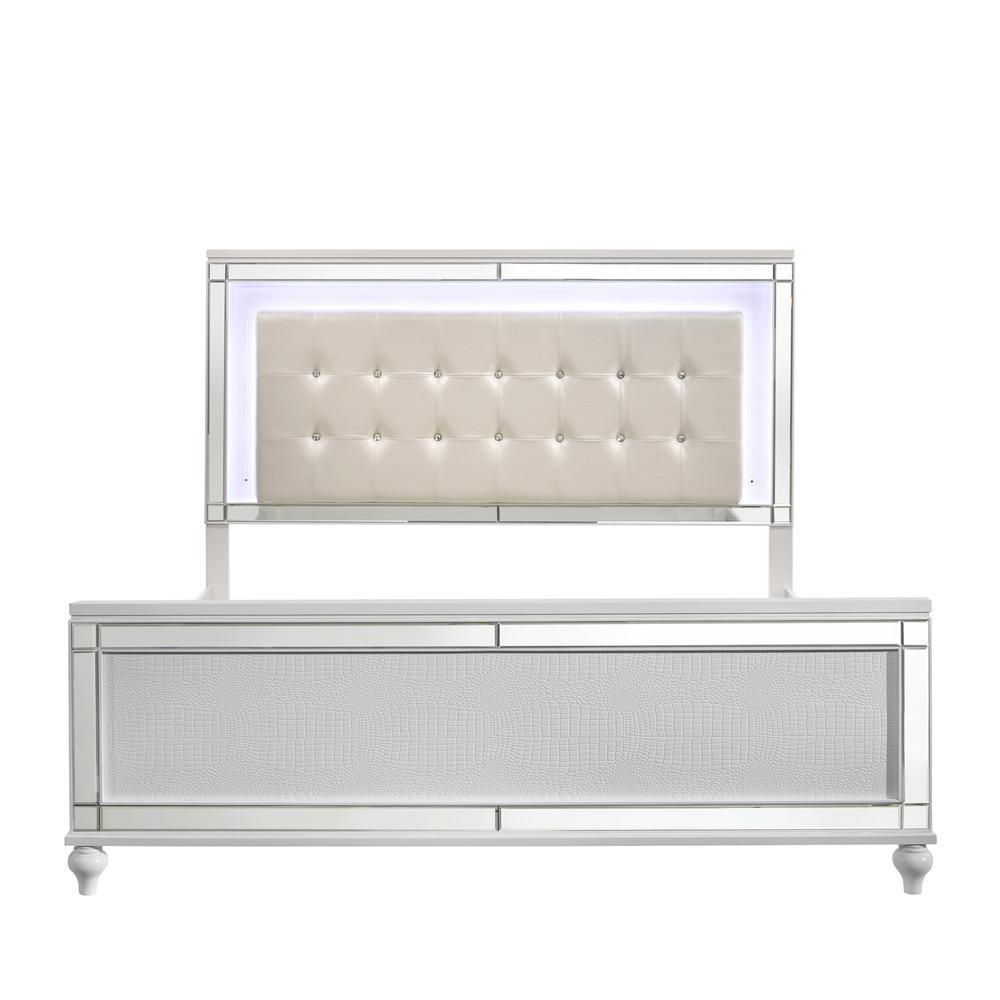 Furniture Valentine 6-Piece Solid Wood King Bedroom Set in White