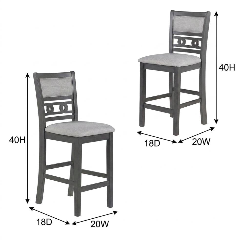 Solid Wood Counter Stools with Backs for Kitchen Island, Gray, Set of 2