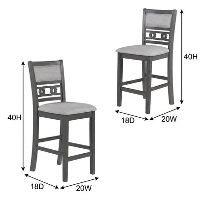 Solid Wood Counter Stools with Backs for Kitchen Island, Gray, Set of 2