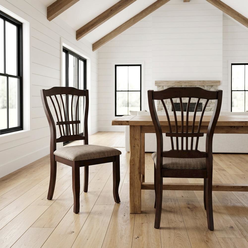 Solid Wood Dining Chairs for Kitchen and Dining Room, Espresso, Set of 2