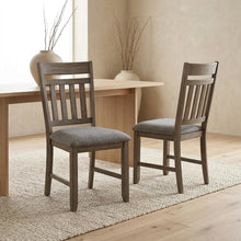 Solid Wood Upholstered Dining Chair for Kitchen and Dining Room, Brown, Set of 2