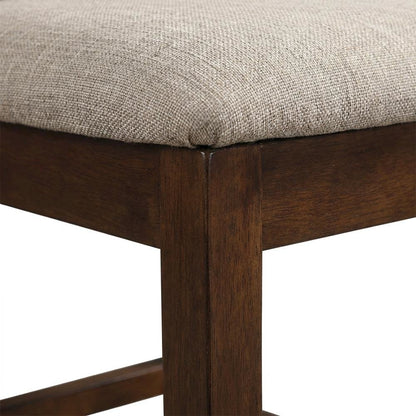 Polyester-Upholstered Counter Stool with Solid Rubberwood Legs and Back