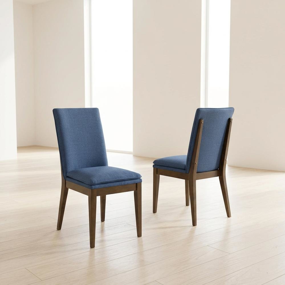 Upholstered Dining Chair with Cushion, Walnut-Leg Wood Kitchen Chairs, Brown