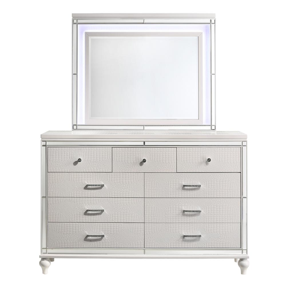Furniture Valentine 6-Piece Solid Wood King Bedroom Set in White