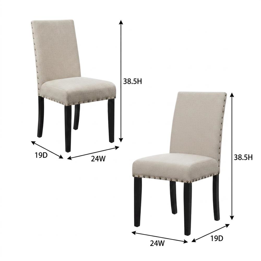 Solid Wood Kitchen Dining Chair, Natural Beige, Set of 4