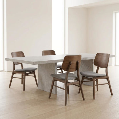 Solid Wood Upholstered Dining Chairs, Dark Gray, Set of 4