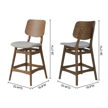 Solid Wood Counter Height Bar Stools, Fabric-Upholstered Kitchen Chairs,Set of 4