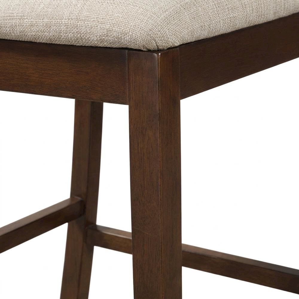Solid Wood Counter Height Bar Stools with Polyester Upholstered Seats, Set of 4