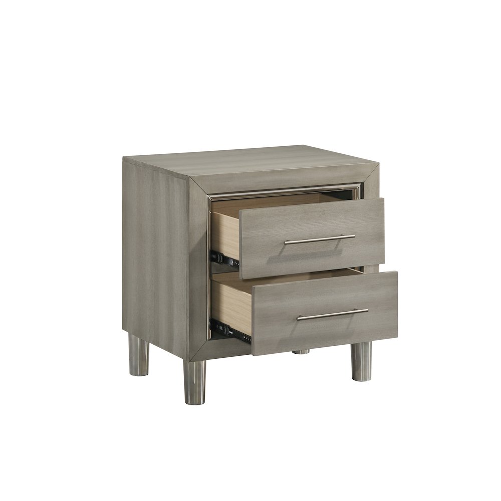 New Classic Furniture Lennox 5Pc Wood King Bedroom Set w 2-Nightstand in Gray