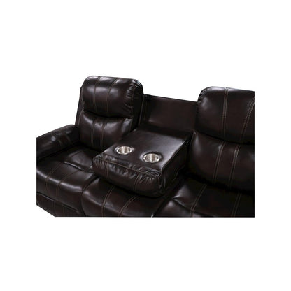 Kellen 2-Piece Faux Leather Manual Living Room Set, Brown