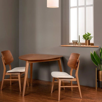 Solid Wood Corner Table with 2 Chairs in Brown, Ideal for Dining Areas