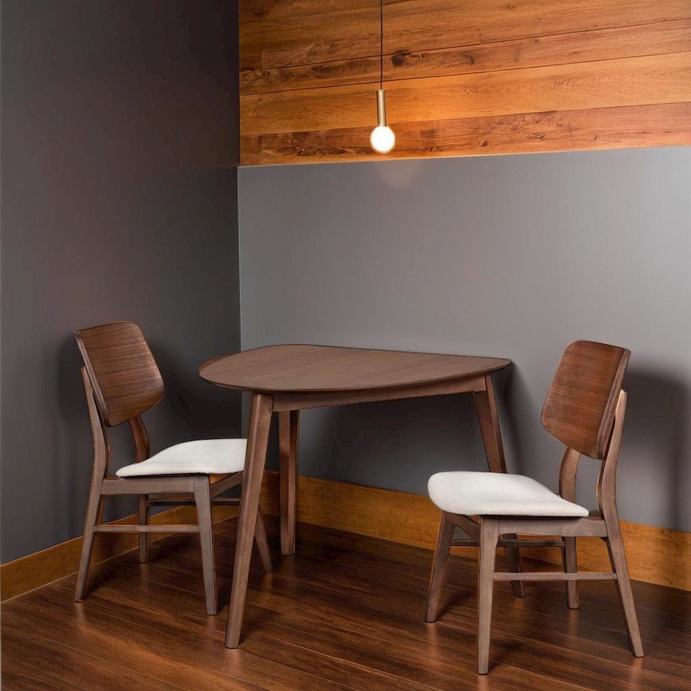 Solid Wood Corner Table with 2 Chairs in Brown, Ideal for Dining Areas