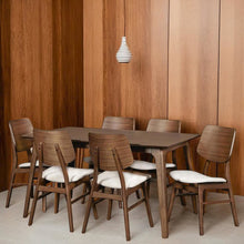 Elegant Brown Solid Wood Dining Set with Table and 6 Chairs for Home Use