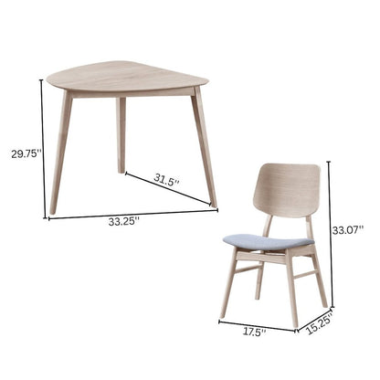 White Solid Wood Small Dining Table with 2 Chairs, Compact Corner Set