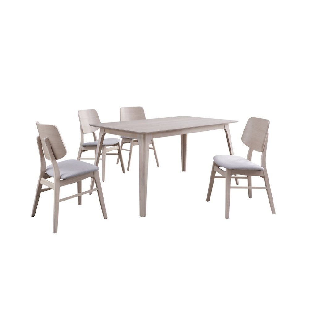 5-Piece Wood Dining Set Mid-Century White Ash