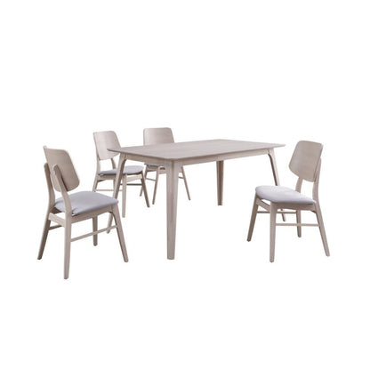 5-Piece Wood Dining Set Mid-Century White Ash