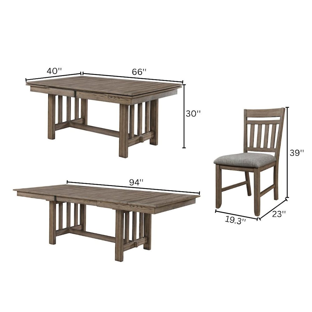 Brown Solid Wood Extendable Dining Table Set for 6 with Matching Chairs
