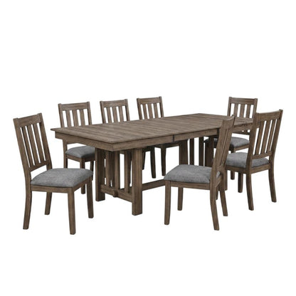 Solid Wood Dining Table with Leaf and Chairs for Dining Room Set, Brown
