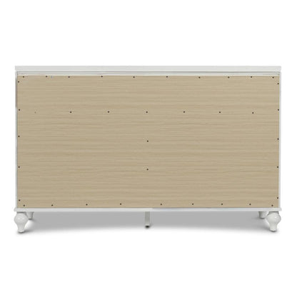 Furniture Valentine Solid Wood Dresser with 9 Drawers in White