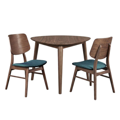 Solid Wood Corner Table Dining Set with Fabric-Upholstered Side Chairs, Teal