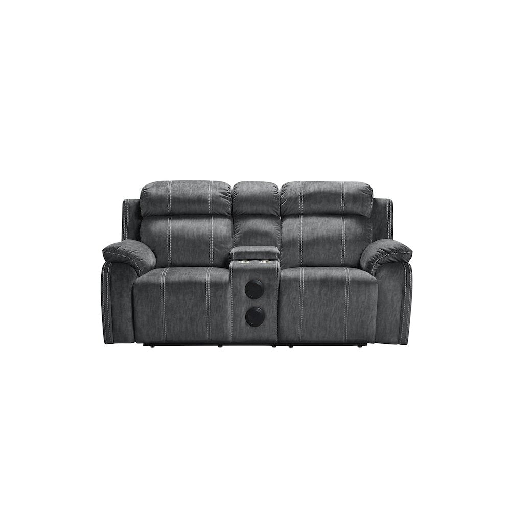 Furniture Tango Polyester Console Loveseat  Speaker in Shadow Gray