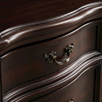 Wooden Nightstand in Madeira Finish with Sleek Design and Spacious Storage