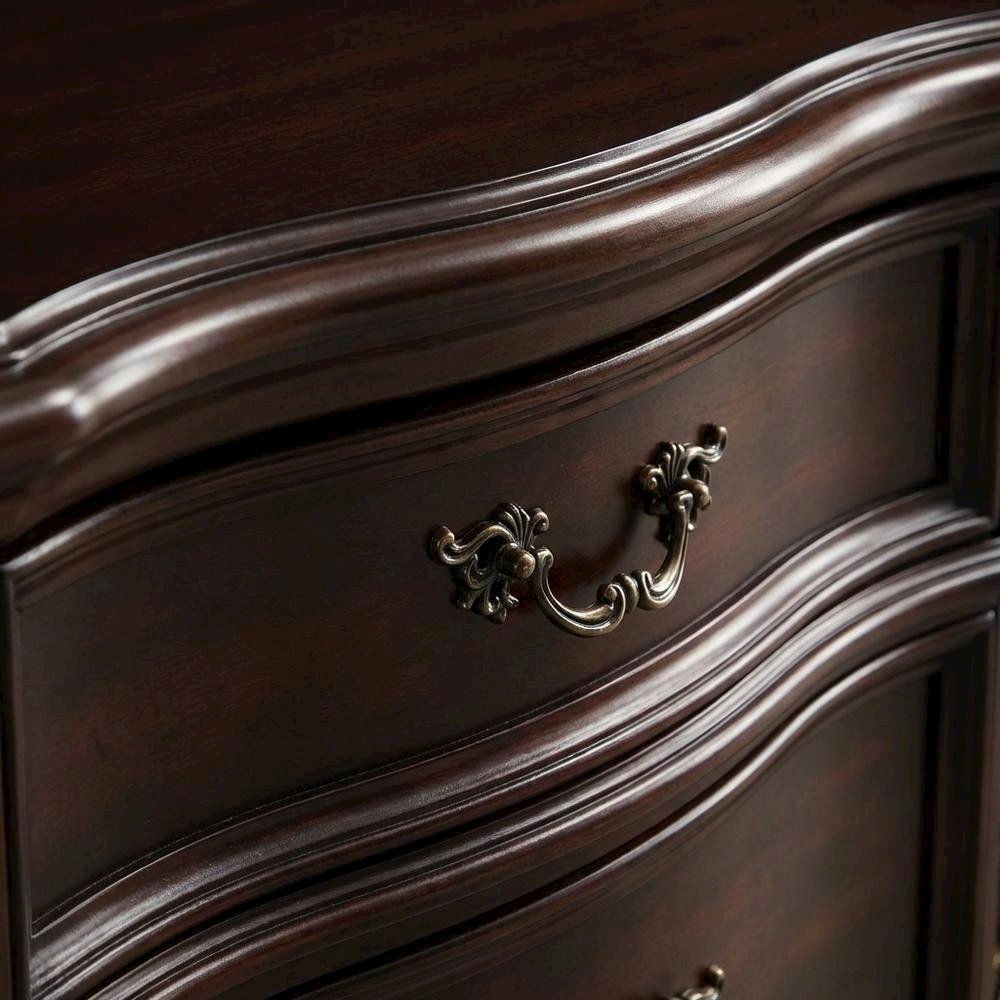Wooden Nightstand in Madeira Finish with Sleek Design and Spacious Storage