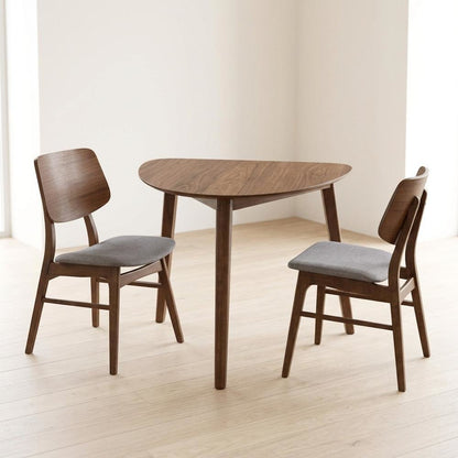 Dark Gray & Walnut 3-Piece Dining Table with Chairs Set