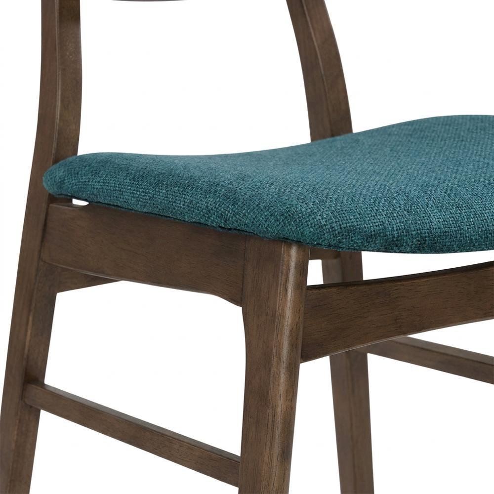 Solid Wood Corner Table Dining Set with Fabric-Upholstered Side Chairs, Teal