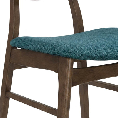 Solid Wood Corner Table Dining Set with Fabric-Upholstered Side Chairs, Teal