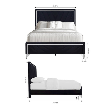 Ava 5-Pc Wood Queen Bedroom Set with Ns in Ebony Black