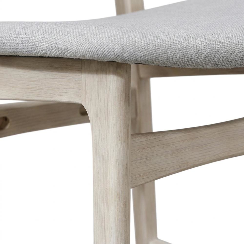 Wood Upholstered Counter Bar Stools for Kitchen Island, White Ash, Set of 2