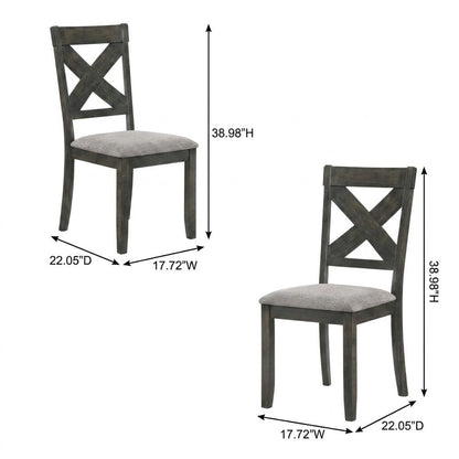 Solid Wood and Fabric-Upholstered Rustic Side Chair, Rustic Brown, Set of 2