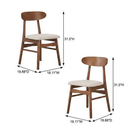 Mid-Century Modern Wood Dining Chair with Cushioned Seat, Beige, Set of 2