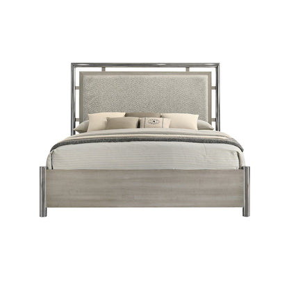 New Classic Furniture Lennox 4Pc Wood King Bedroom Set w Nightstand in Gray
