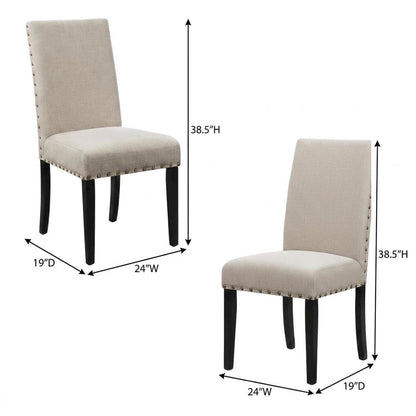 Solid Wood Dining Chairs for Kitchen Table and Dining Room, Beige, Set of 6