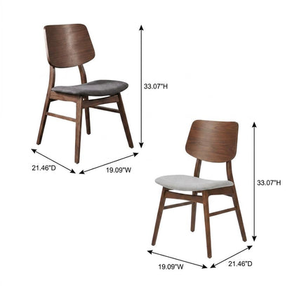 Solid Wood Upholstered Dining Chairs, Dark Gray, Set of 4