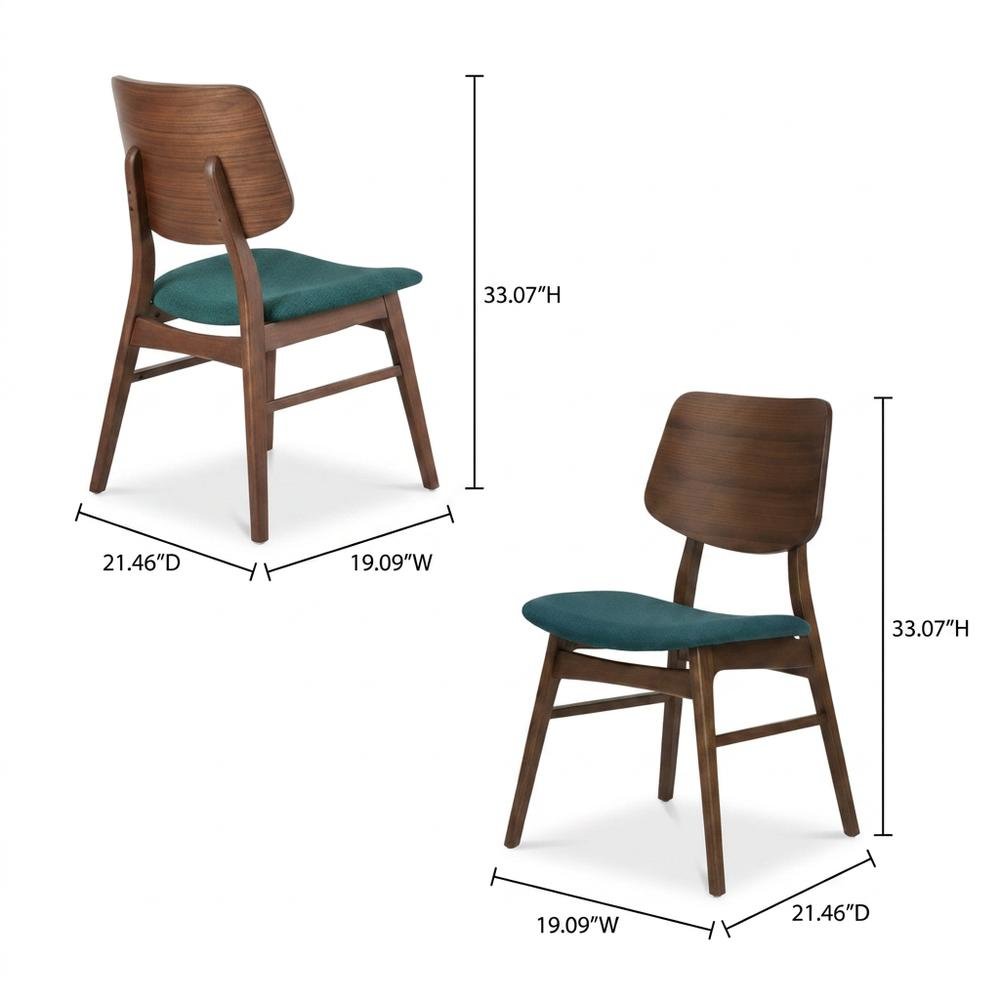 Solid Wood Upholstered Dining Chairs for Kitchen or Dining Room, Teal, Set of 6