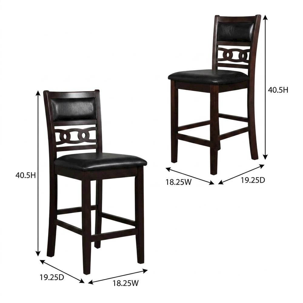 Solid Wood Upholstered Counter Height Dining Chairs, Ebony, Set of 6