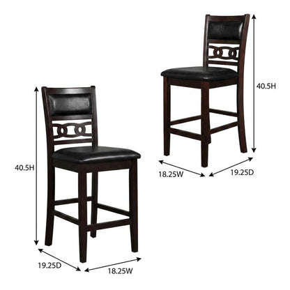 Solid Wood Upholstered Counter Height Dining Chairs, Ebony, Set of 6
