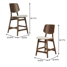 Solid Wood Upholstered Counter Height Bar Stools with Backs, Set of 6