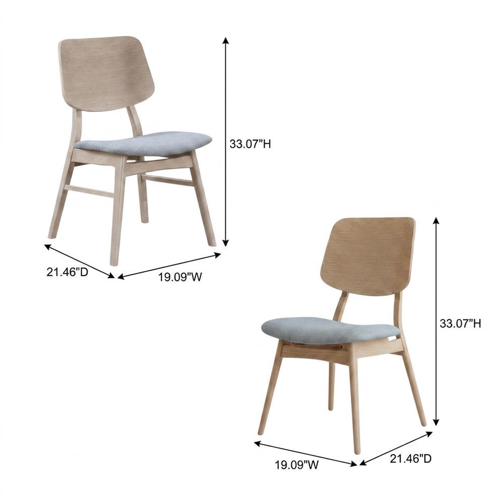Solid Wood Upholstered Dining Chairs for Kitchen and Dining Room, Gray, Set of 4