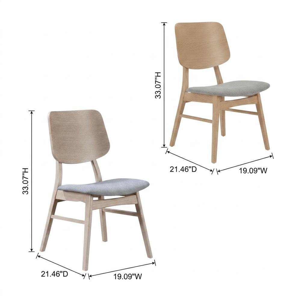 Fabric-Upholstered Wood Dining Chairs for Kitchen and Dining Room, Set of 6