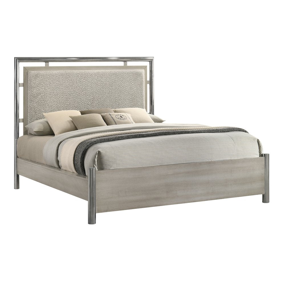 New Classic Furniture Lennox 4Pc Wood King Bedroom Set w Nightstand in Gray
